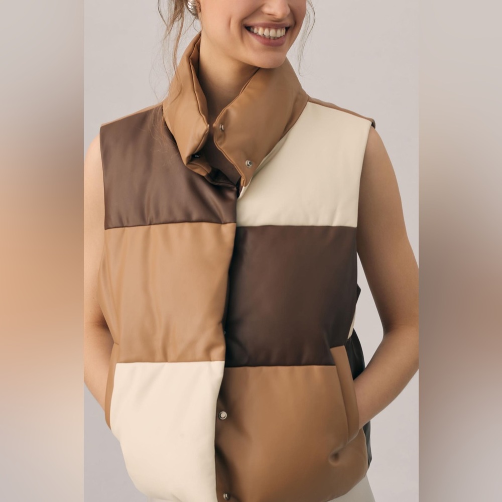 NWT Anthropologie Faux Leather Colorblock Vest